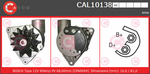 Casco CAL10138AS Alternator CAL10138AS