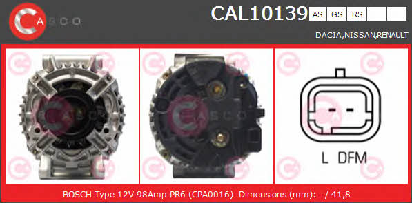 Casco CAL10139AS Alternator CAL10139AS