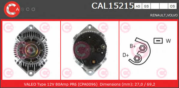 Casco CAL15215AS Alternator CAL15215AS