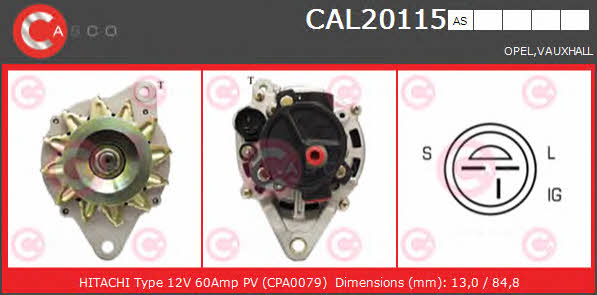 Alternator Opel Monterey A: CAL20115AS Casco Alternator