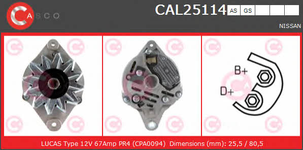 Casco CAL25114AS Alternator CAL25114AS