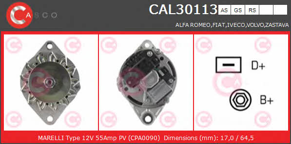 Casco CAL30113AS Alternator CAL30113AS