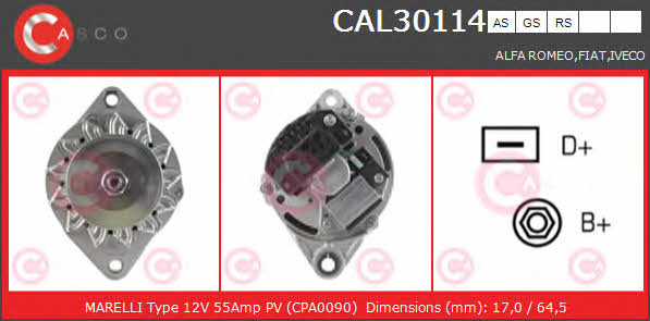 Casco CAL30114AS Alternator CAL30114AS