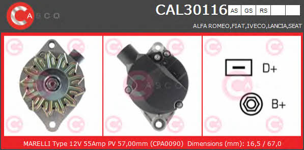 Casco CAL30116AS Alternator CAL30116AS