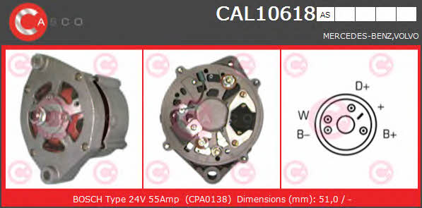 Casco CAL10618AS Alternator CAL10618AS