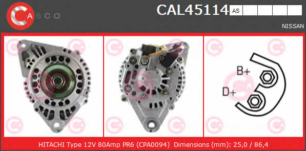Casco CAL45114AS Alternator CAL45114AS