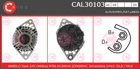 Casco CAL30103AS Alternator CAL30103AS