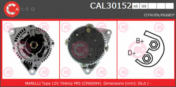 Casco CAL30152GS Alternator CAL30152GS