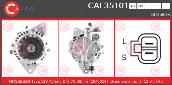 Casco CAL35101AS Alternator CAL35101AS