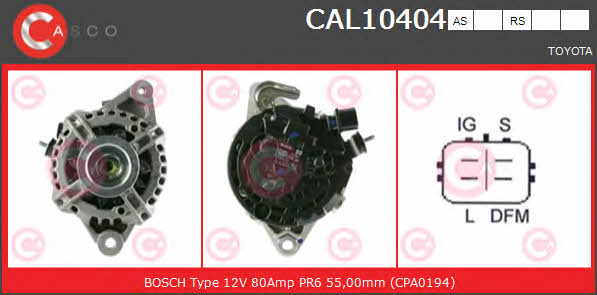 Alternator Toyota Yaris: CAL10404AS Casco Alternator