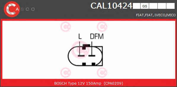 Engine alternator Iveco: CAL10424GS Casco Alternator