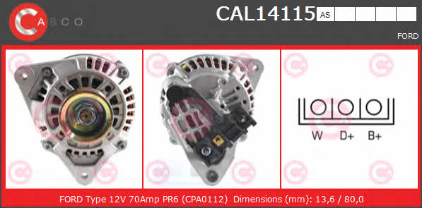 Casco CAL14115AS Alternator CAL14115AS
