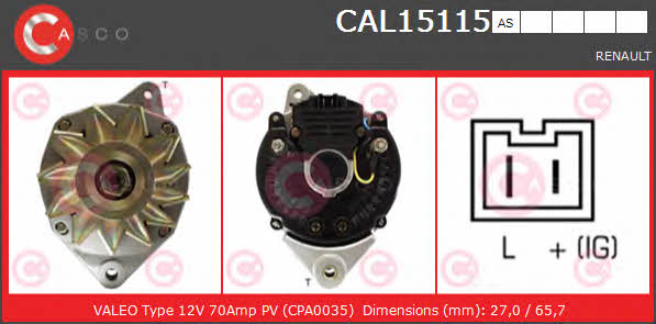 Casco CAL15115AS Alternator CAL15115AS