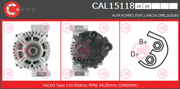 Casco CAL15118AS Alternator CAL15118AS