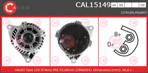 Casco CAL15149AS Alternator CAL15149AS