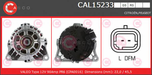 Casco CAL15233GS Alternator CAL15233GS