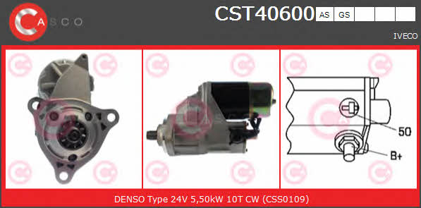 Engine starter motor Iveco: CST40600AS Casco Starter