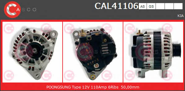 Casco CAL41106AS Alternator CAL41106AS