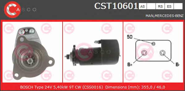 Engine starter motor MAN: CST10601AS Casco Starter