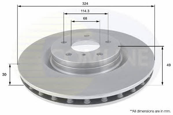 Comline ADC0279V Front brake disc ventilated ADC0279V