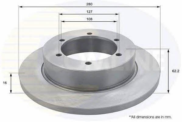 Comline ADC0288 Rear brake disc, non-ventilated ADC0288