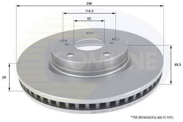 Comline ADC01147V Front brake disc ventilated ADC01147V