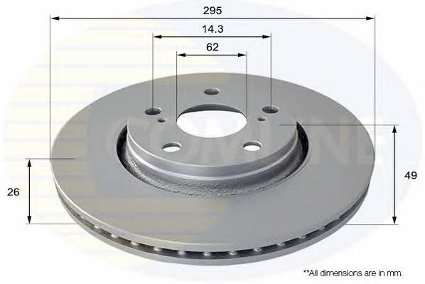 Comline ADC01150V Front brake disc ventilated ADC01150V