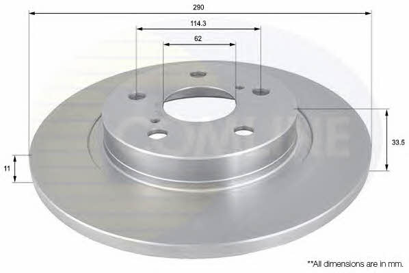 Comline ADC01151 Rear brake disc, non-ventilated ADC01151