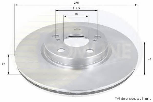 Comline ADC01155V Front brake disc ventilated ADC01155V