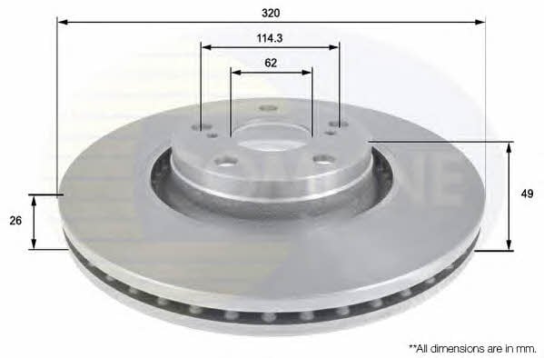 Comline ADC01165V Front brake disc ventilated ADC01165V