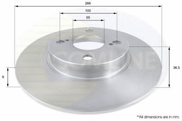 Comline ADC0155 Rear brake disc, non-ventilated ADC0155