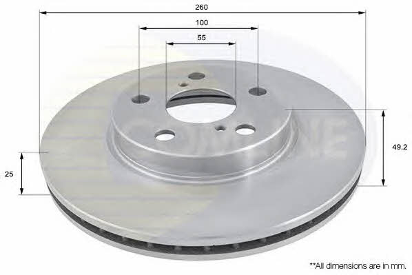 Comline ADC0171V Front brake disc ventilated ADC0171V