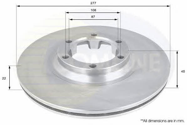 Comline ADC0307V Front brake disc ventilated ADC0307V