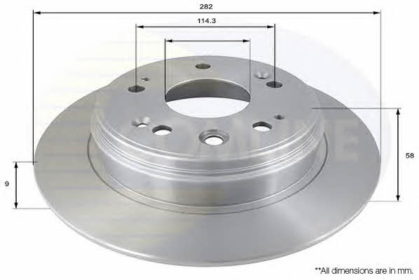 Comline ADC0562 Rear brake disc, non-ventilated ADC0562