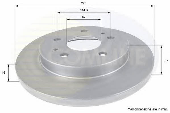 Comline ADC0611 Unventilated front brake disc ADC0611