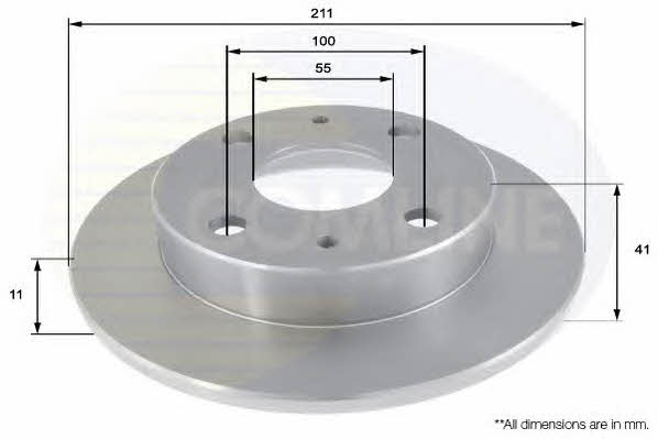 Comline ADC0615 Unventilated front brake disc ADC0615