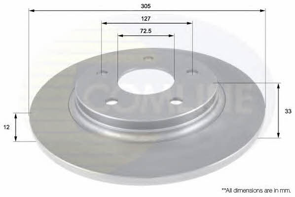 Comline ADC2323 Rear brake disc, non-ventilated ADC2323