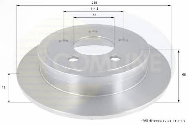 Comline ADC2326 Rear brake disc, non-ventilated ADC2326