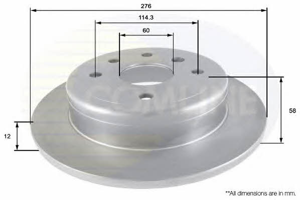 Comline ADC2800 Rear brake disc, non-ventilated ADC2800
