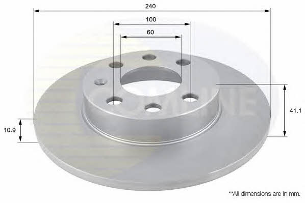 Comline ADC1114 Unventilated front brake disc ADC1114