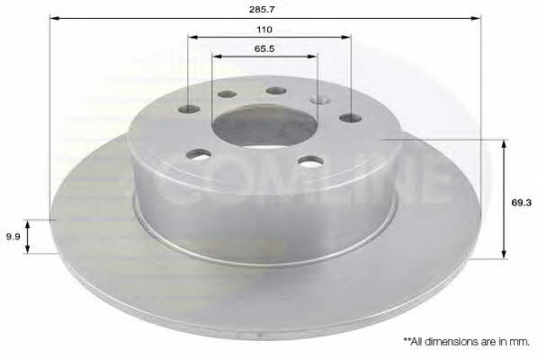 Comline ADC1122 Rear brake disc, non-ventilated ADC1122