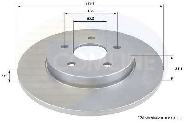 Comline ADC1219 Rear brake disc, non-ventilated ADC1219