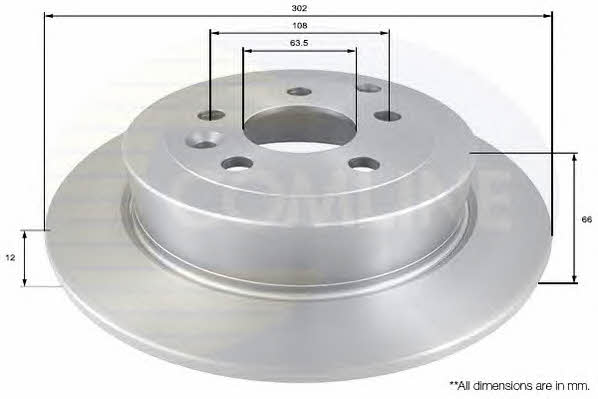 Comline ADC1326 Rear brake disc, non-ventilated ADC1326