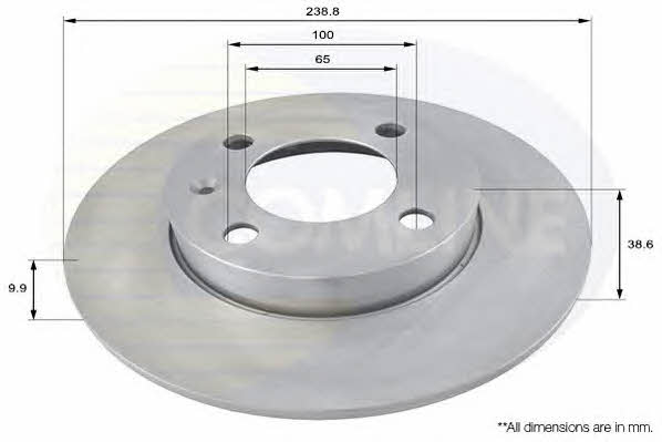 Comline ADC1401 Unventilated front brake disc ADC1401