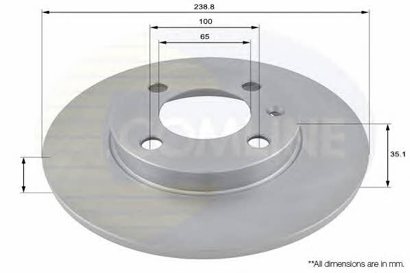 Comline ADC1402 Unventilated front brake disc ADC1402