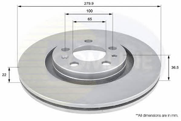 Comline ADC1408V Front brake disc ventilated ADC1408V