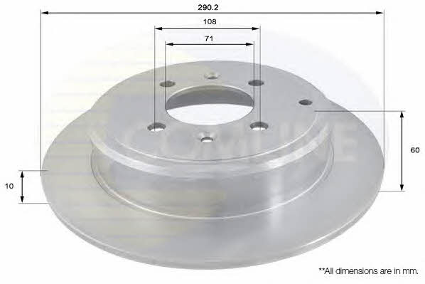 Comline ADC1524 Rear brake disc, non-ventilated ADC1524