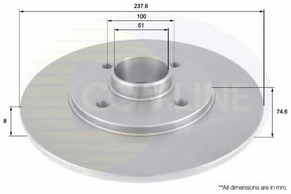 Comline ADC1526 Rear brake disc, non-ventilated ADC1526