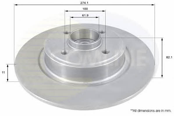 Comline ADC1540 Rear brake disc, non-ventilated ADC1540