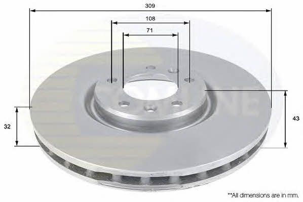 Comline ADC1548V Front brake disc ventilated ADC1548V